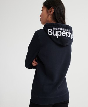 Superdry Modern Coral Label Hit Női Kapucnis Pulóver Fehér/Sötétkék | QANVC6234